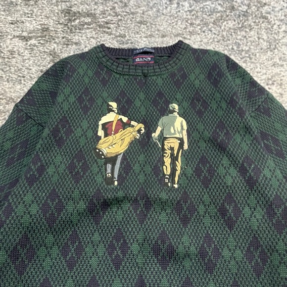 Vintage Gant Golf Sweater Crewneck Mens Size Large Casual Cozy Grandpa Core 90s - Picture 3 of 8